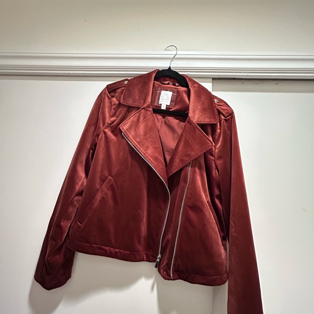 Velvet Moto Jacket in Rust